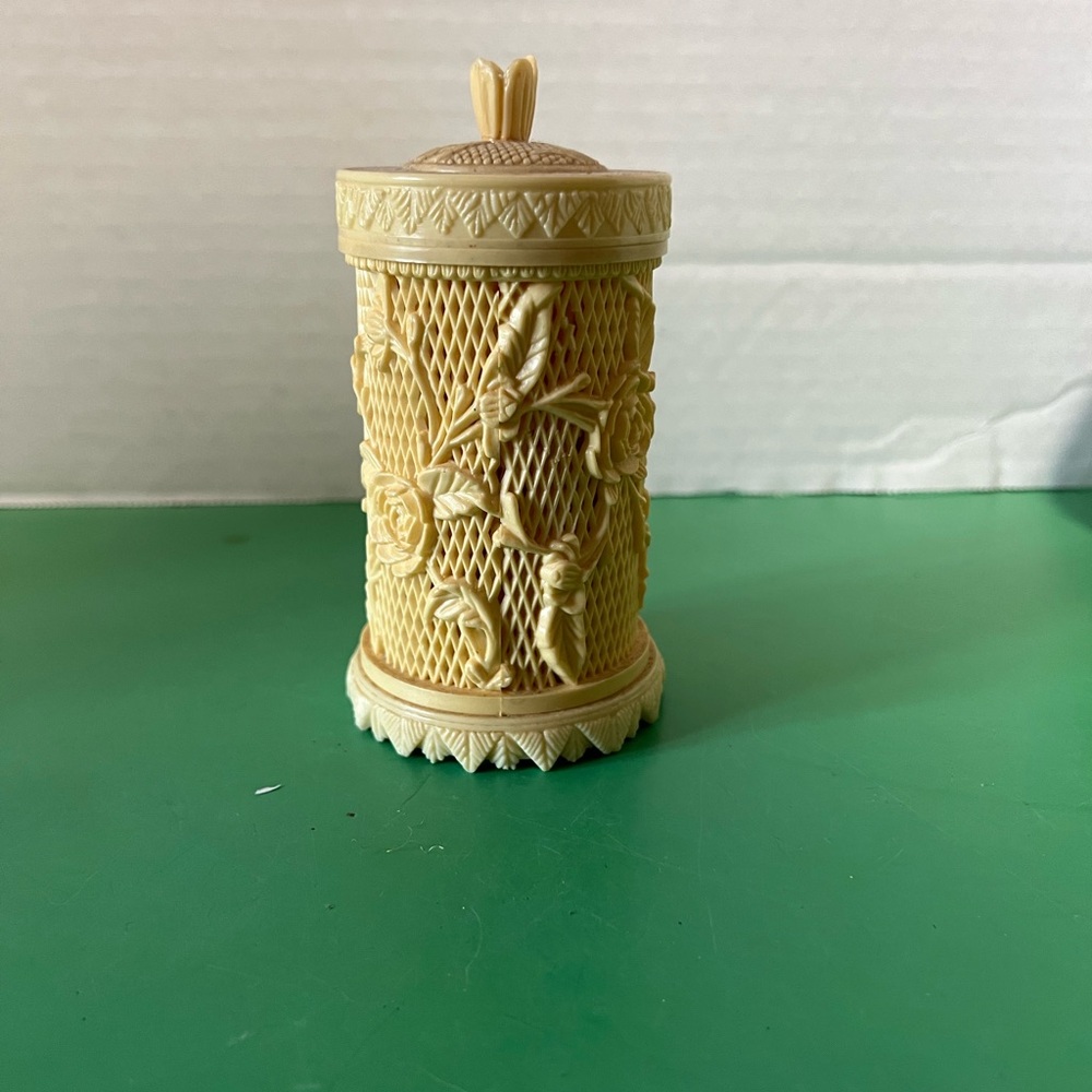 Mid Century Modern toothpick holder made of cellulose.  .